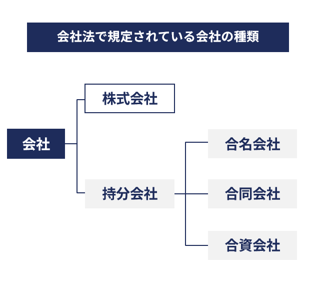 会社法で規定されている会社の種類のイメージ