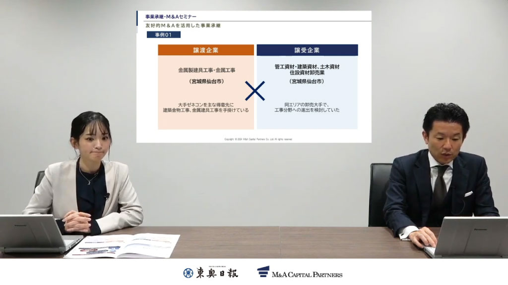 青森県内のM&A事例解説のスライド