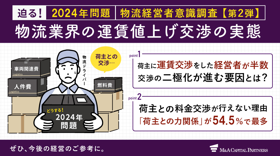 迫る！2024年問題｜物流経営者意識調査【第2弾】｜物流業界の運賃値上げ交渉の実態